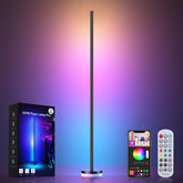 OIYN corner floor lamp front view showing modern silhouette and bright benefit