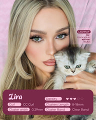 OKAYLOVE clear band detail on CC-curl cluster showing invisible blend benefit