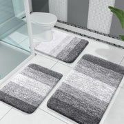 OLANLY front view of three-piece rug set showing unified gradient stripes and coverage benefit