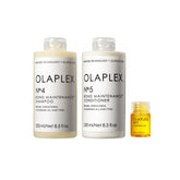 Olaplex kit frontal con champú, acondicionador y aceite mostrando el set completo