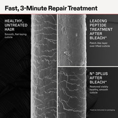 Olaplex N°.3PLUS being applied in shower to wet hair for quick 3‑minute treatment