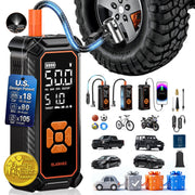 OlarHike front view of portable inflator showing compact build and brand benefit easy storage