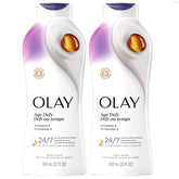 Olay frente del empaque Age Defy mostrando tamaño y beneficios