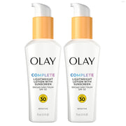 Olay front packaging showing SPF 30 protection and fragrance-free benefit
