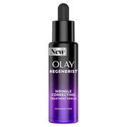 Olay bottle front view showing product and clean design for visible smoothing