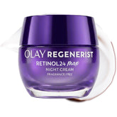 Olay jar front view showing sleek label and clear benefit