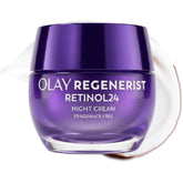 Olay retinol jar front view showing product for nightly hydration