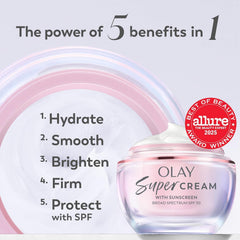 Olay Super Cream textura en primer plano proporciona sensación de absorción rápida