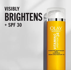 Olay tamaño del envase 1.7 oz comparado con una mano para referencia