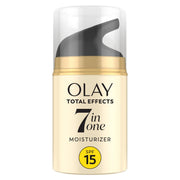 Olay Total Effects frente del envase mostrando diseño limpio y tamaño práctico
