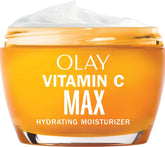 Olay jar front view showing Vitamin C MAX moisturizer and radiance benefit