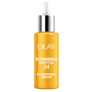 Olay botella frontal del suero vitamina C + péptidos, presentación clara y profesional