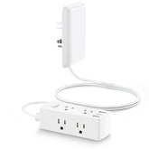 olcorife regleta frontal mostrando 6 enchufes y 3 USB para mayor conectividad