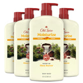Old Spice frente pack 4 mostrando frascos y envase grande con hidratación