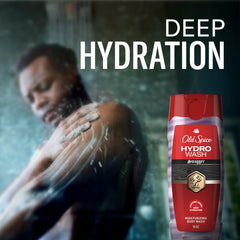 Old Spice gel en uso en la ducha para limpieza rápida y fresca