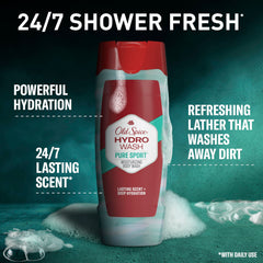 Old Spice Hydro Wash pump close-up showing easy dispensing and controlled use