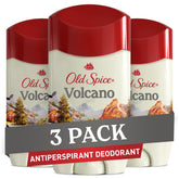 Old Spice Volcano frente del empaque mostrando aroma y beneficio duradero