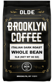OLDE BROOKLYN COFFEE front package showing 5lb bag and freshness valve benefit