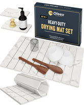 Oleex large marble drying mat front view shows quick moisture absorption
