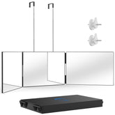 OLIBUY espejo 3 vías frontal mostrando las tres placas para visión 360°