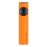 OLIGHT ArkPro front view showing orange body and controls, highlighting portability and style