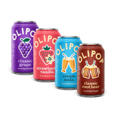 OLIPOP lata frente mostrando diseño y beneficio de fibra prebiótica