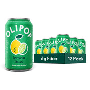 OLIPOP frente del envase mostrando diseño y sabor limón-lima, refresco funcional