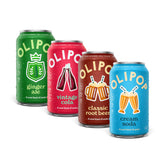 OLIPOP pack frontal mostrando los cuatro sabores clásicos y variedad práctica