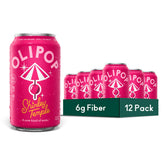 OLIPOP Shirley Temple front packaging showing 12-pack and fiber benefit