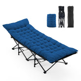 OLIXIS vista frontal de la cama plegable con colchoneta lista para usar y cómodo soporte