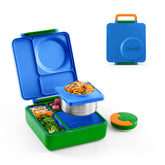 Omie branded Monster Blue front view showing secure latches and playful design for durable daily use