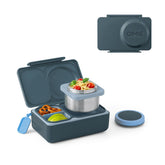 Omie OmieBox UP graphite front view showing compact bento design and secure latch