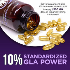 OmniBiotics aceite de onagra vertido para mostrar color y pureza
