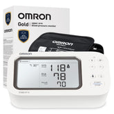 Omron Gold front display showing clear blood pressure readout and quick results