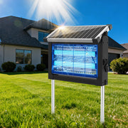 OnBeam zapper front view showing unit protecting patio