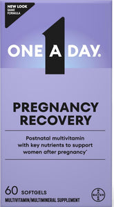 ONE A DAY front packaging showing product benefits for postpartum support