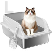 OneBug front view of stainless steel litter box showing spacious interior and tidy containment