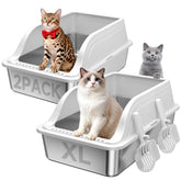 OneBug front view of XL stainless steel litter box showing roomy interior benefit