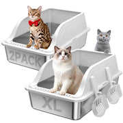 OneBug front view of XL stainless steel litter box showing roomy interior benefit