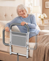 ONTHEWEI front view of bed rail showing whole unit and benefit of clear access