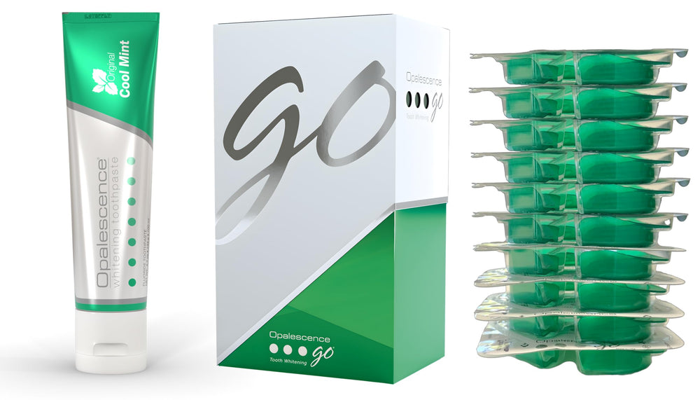Opalescence front packaging showing kit and toothpaste for easy identification and trust