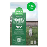 Open Farm front packaging showing turkey and chicken and clear ingredient callouts