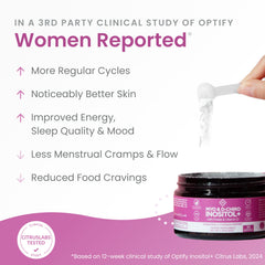Optify measuring scoop with powder, demonstrating simple daily dosing