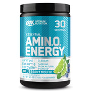 Optimum Nutrition front packaging showing Blueberry Mojito flavor and product benefits