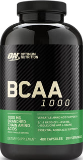 Optimum Nutrition envase frontal mostrando 400 cápsulas y ventajas de porciones