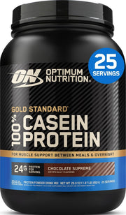 Optimum Nutrition envase frontal mostrando etiqueta y beneficio de proteína sostenida