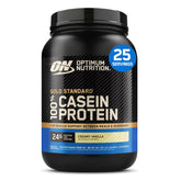Optimum Nutrition front packshot showing tub and Creamy Vanilla flavor benefit