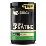 Optimum Nutrition envase frontal mostrando creatina micronizada y claridad del producto