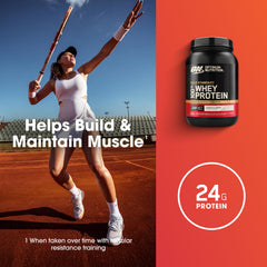 Optimum Nutrition detalle de etiqueta nutricional con información de 24 g de proteína