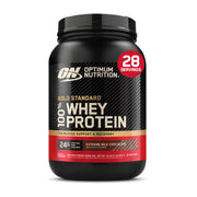 Optimum Nutrition envase frontal mostrando nombre y sabor Extreme Milk Chocolate, conveniencia